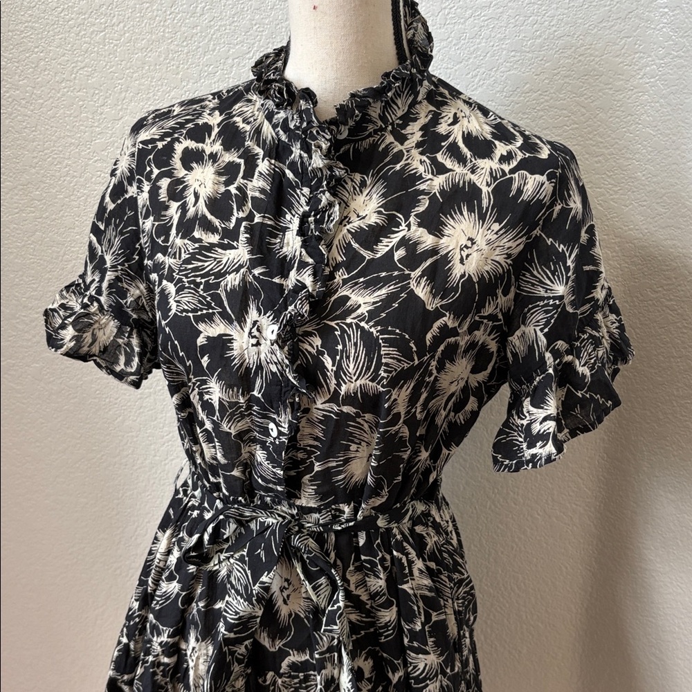 Mille Resort & Travel Violetta Dress in Black Hibiscus Size XS - Picture 5 of 8